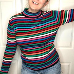 Vintage 1990's Medium Rainbow Striped Sweater
